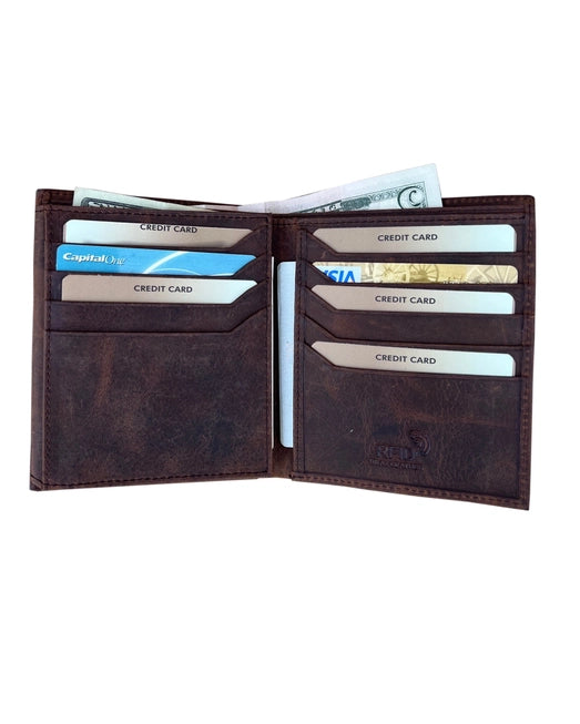 Cowhide/Buffalo Leather Bi-Fold Rfid Wallets - 2 Colors