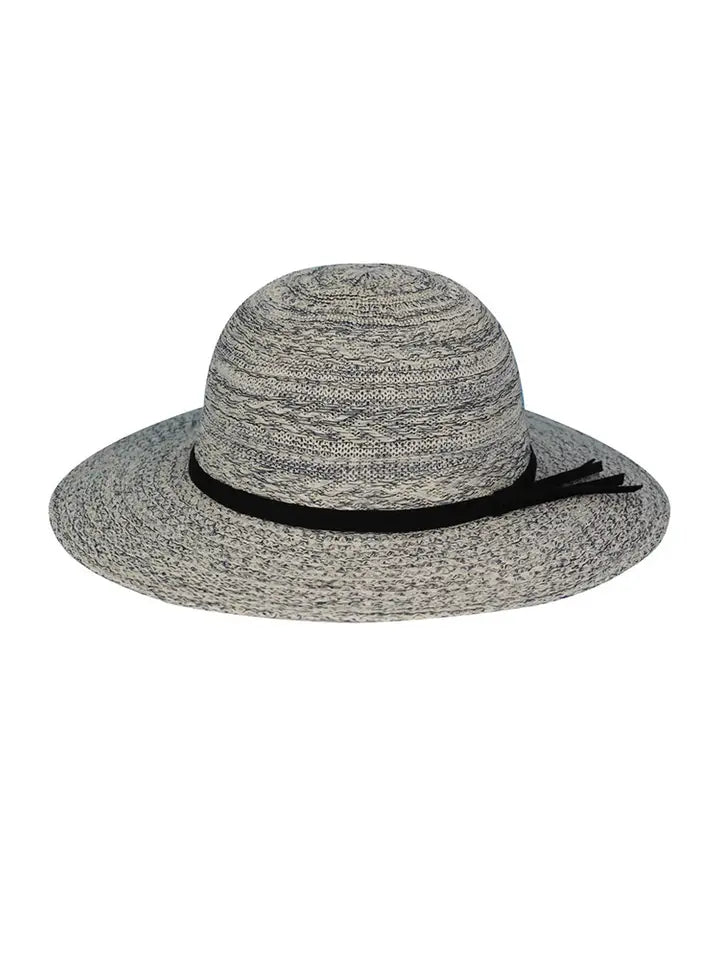 Suede Band Mixed Braid Packable Sun Hat - 4 Colors