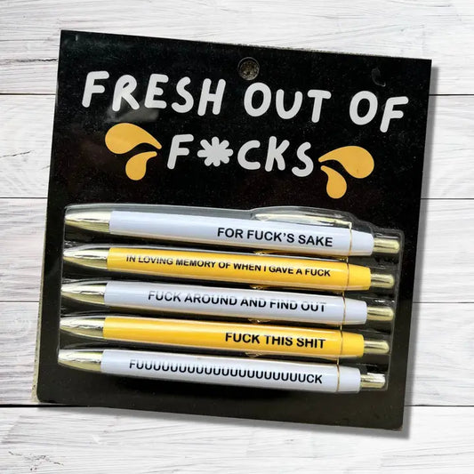 Fresh Out of Fucks Pen Set (Funny, Sweary, Office, Gift)