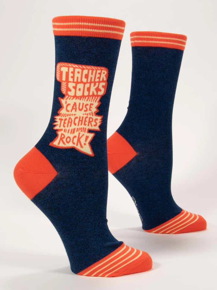 Blue Q Teacher Socks 'Cause Teachers Rock Crew Socks