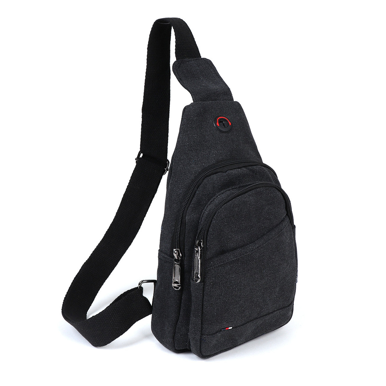 Canvas Crossbody Sling Bag with Adjustable Strap - Charcoal