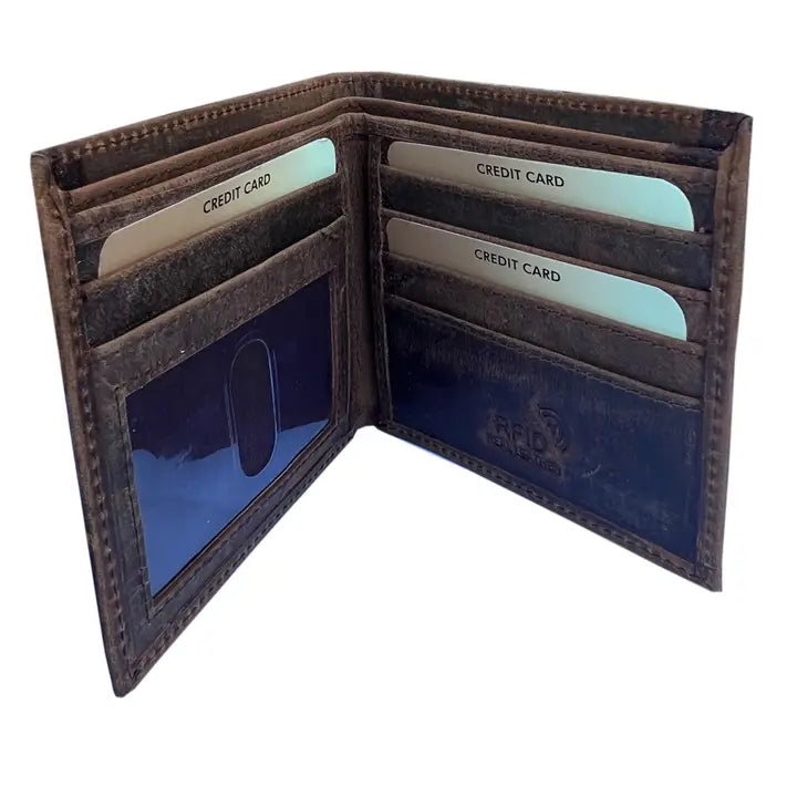 Top Vintage Cowhide Leather Bi-Fold Wallets - 2 Colors