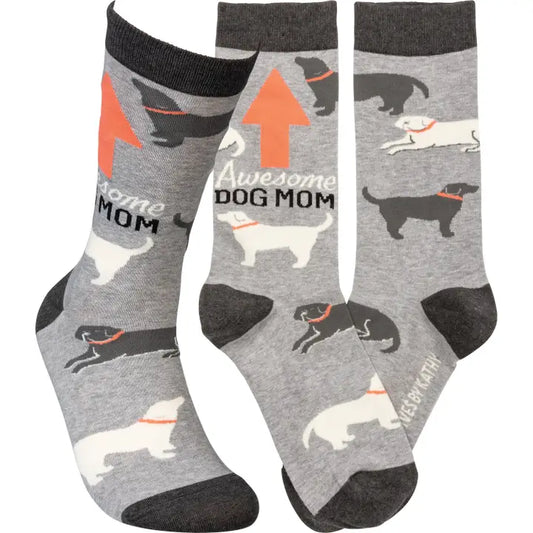 Primitive by Kathy Awesome Dog Mom Socks