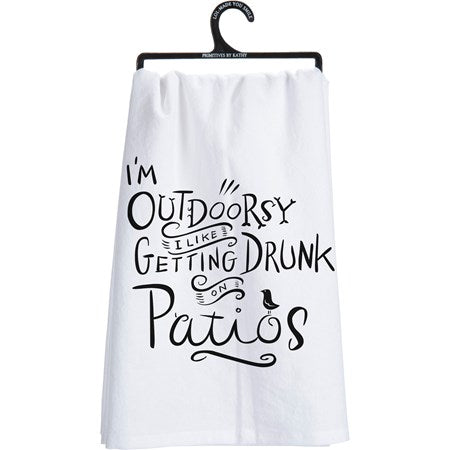 Primitive by Kathy - I'm Outdoorsy I Like Getting Drunk Kitchen Towel