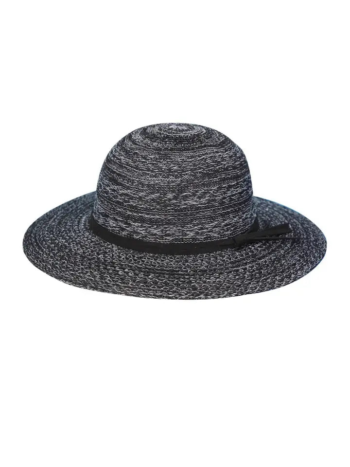 Suede Band Mixed Braid Packable Sun Hat - 4 Colors