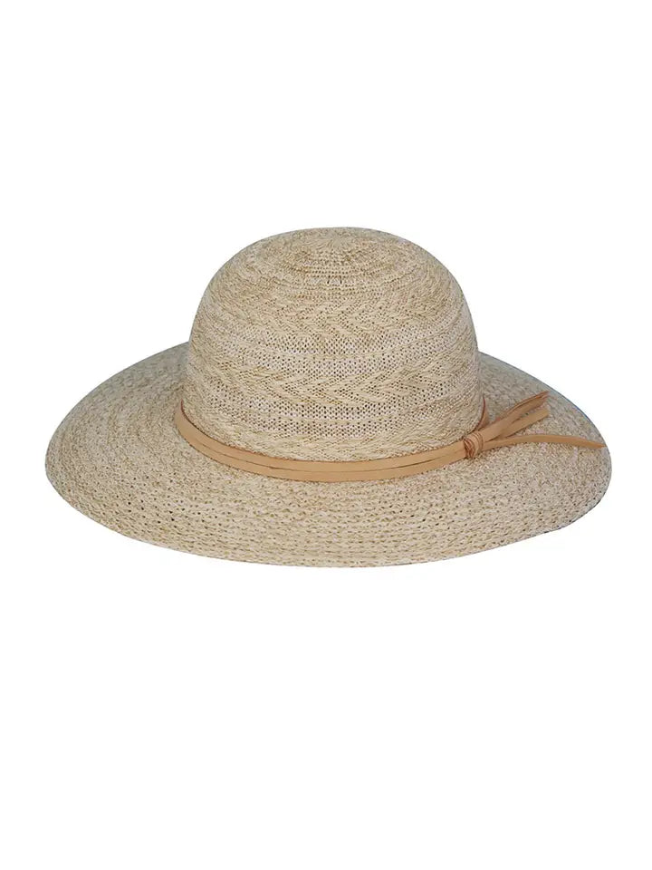 Suede Band Mixed Braid Packable Sun Hat - 4 Colors