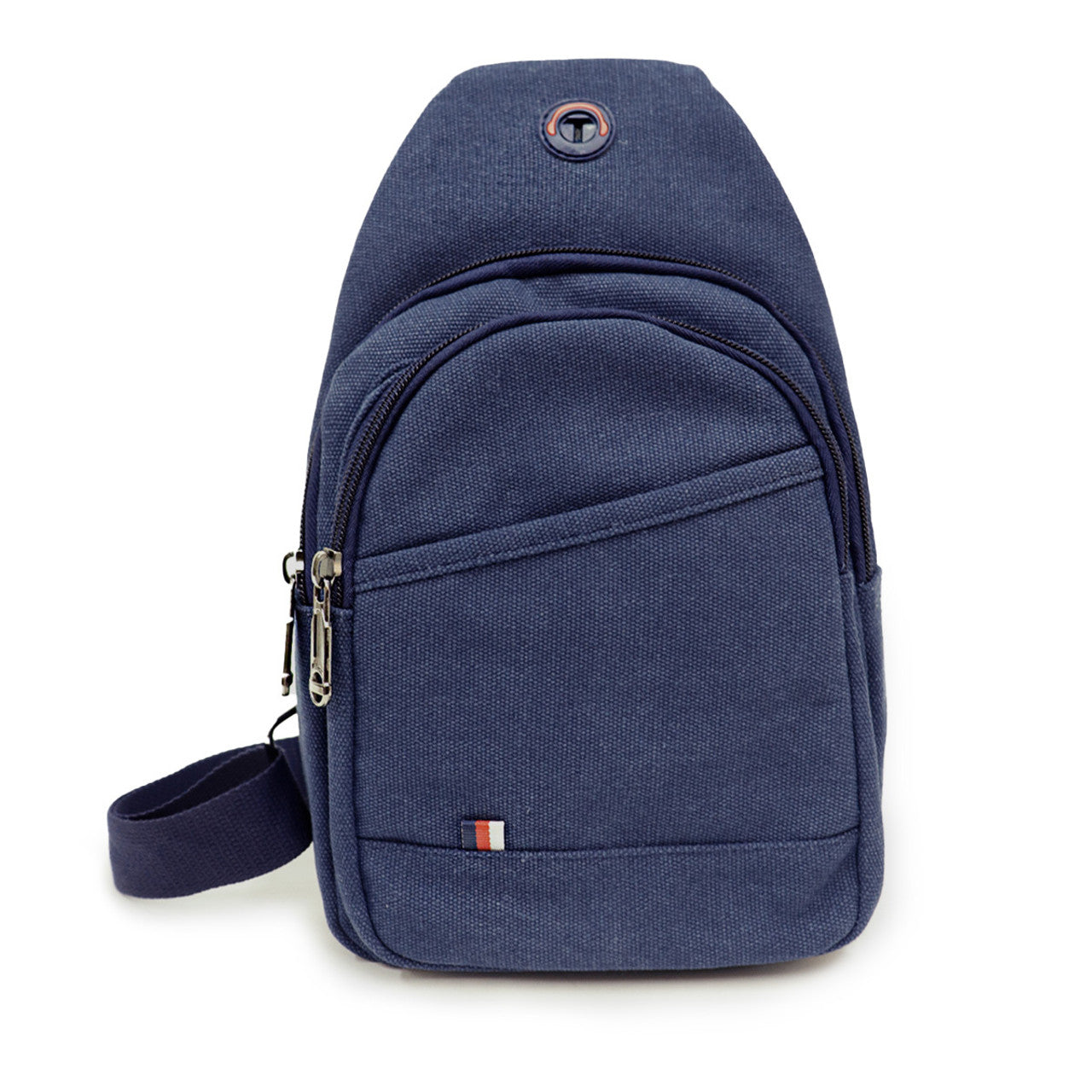 Canvas Crossbody Sling Bag with Adjustable Strap - Navy