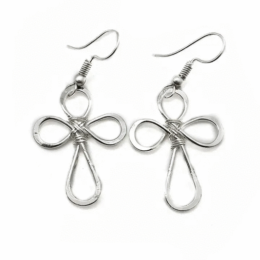 Silver Plated Earrings - Smaller Size Rounded Cross