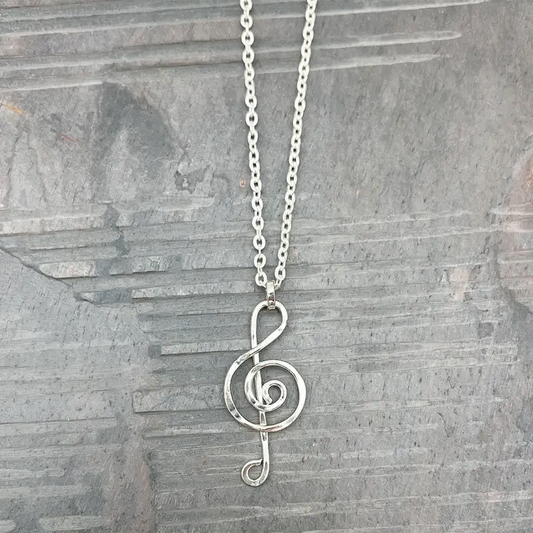 Silver Plated Necklace - Music note