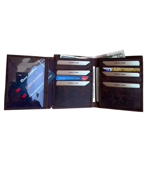 Cowhide/Buffalo Leather Bi-Fold Rfid Wallets - 2 Colors