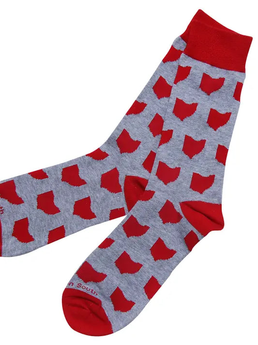 Grey/Red Ohio Socks