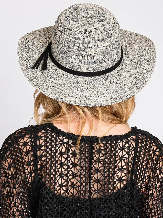 Suede Band Mixed Braid Packable Sun Hat - 4 Colors