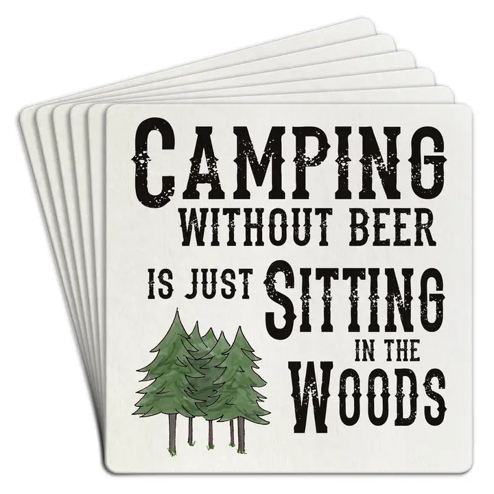 Coaster | Paper 6pk Camping Without Beer