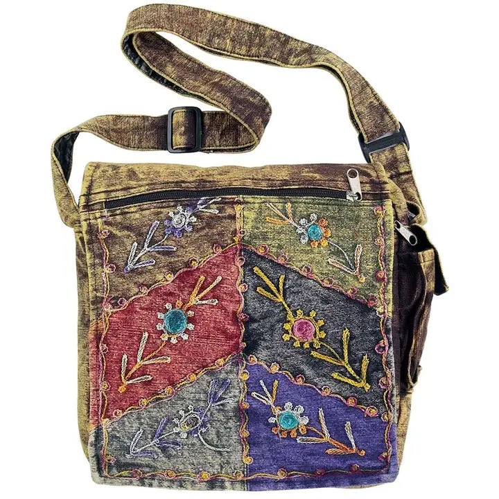 Stonewashed Embroidered Crossbody