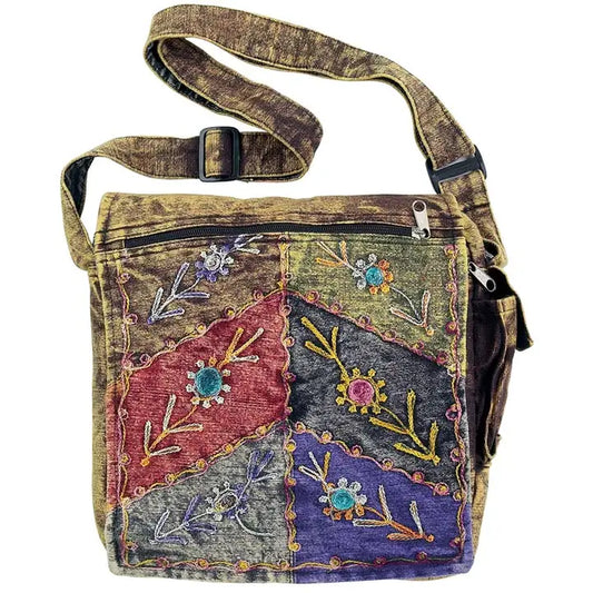 Stonewashed Embroidered Crossbody