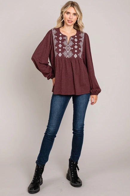 "Everyday Casual Women's Embroidered Top"