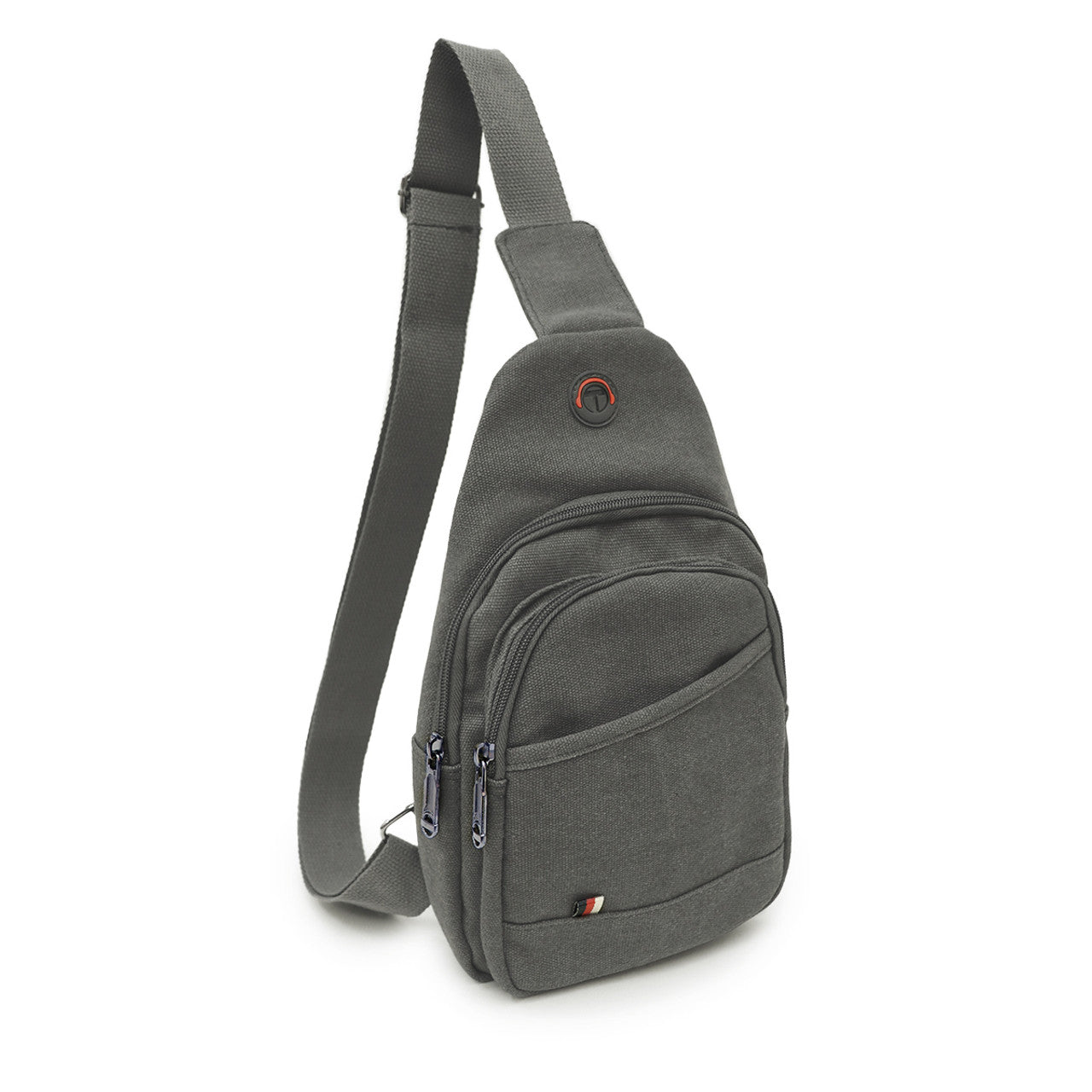 Canvas Crossbody Sling Bag with Adjustable Strap - Gray