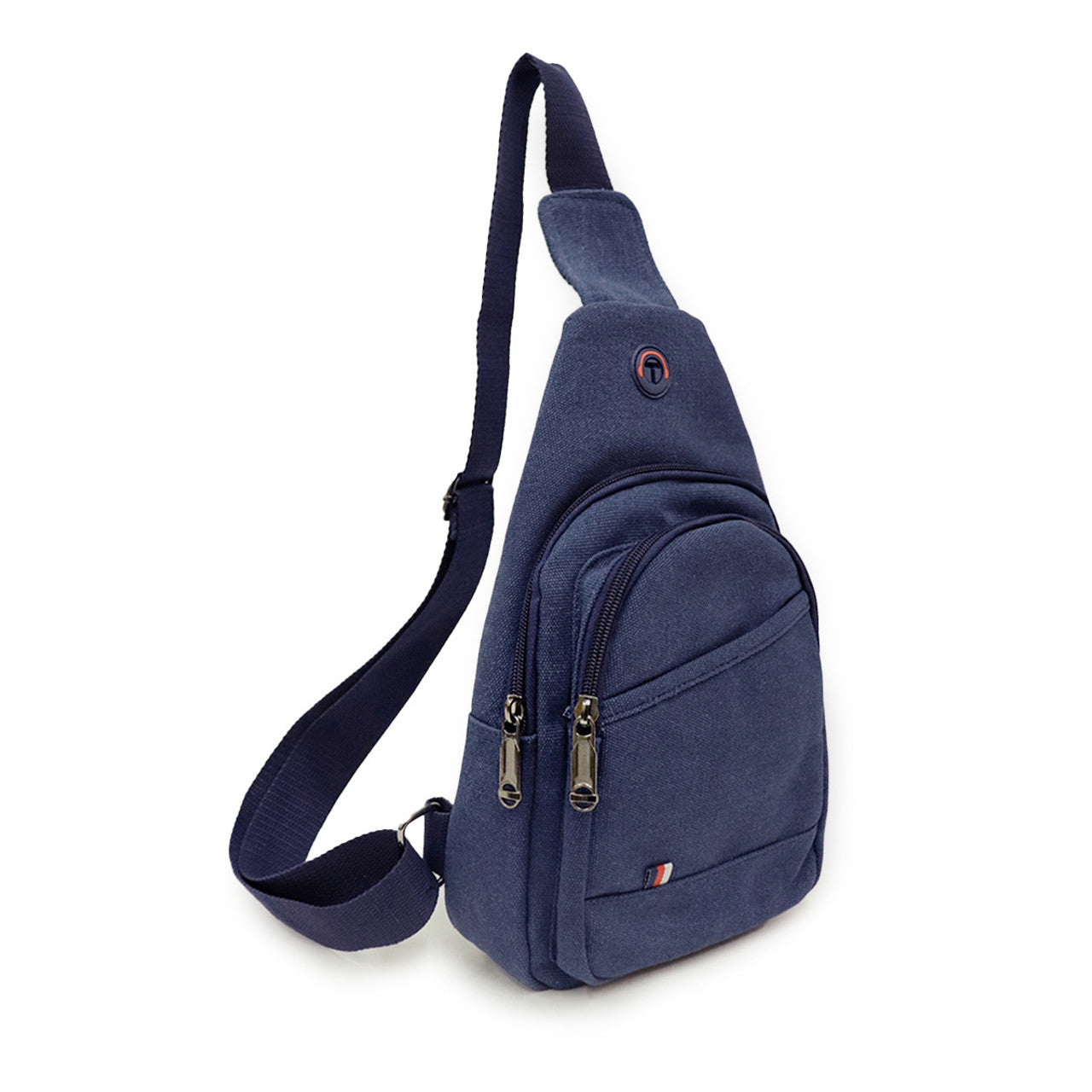 Canvas Crossbody Sling Bag with Adjustable Strap - Navy