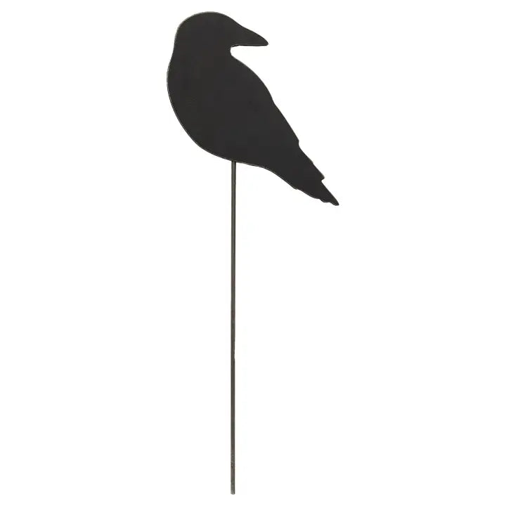 Wooden Crow Planter Stake/Accent, 6.5"H