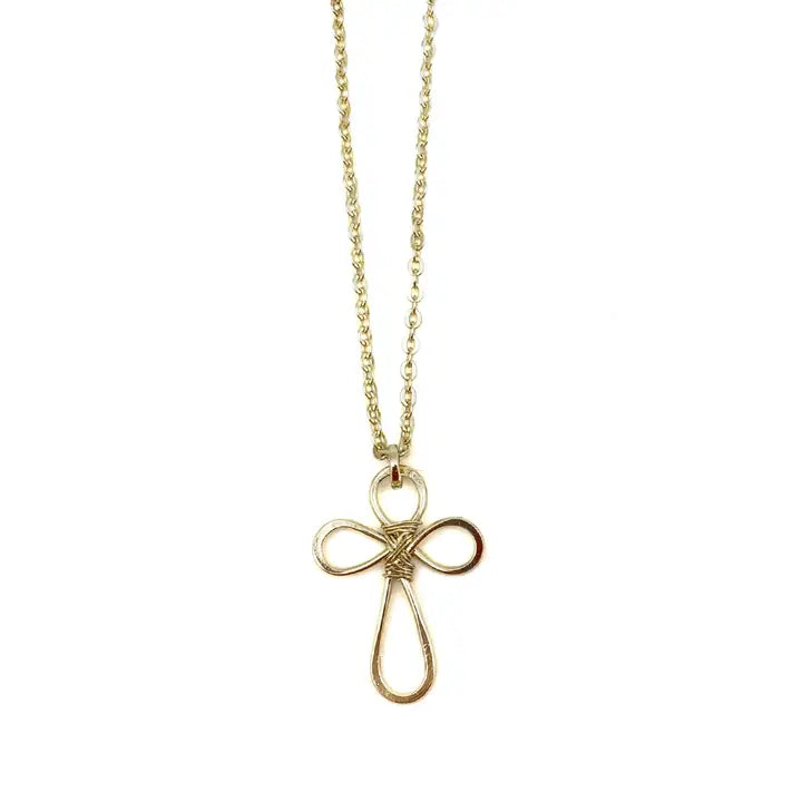 Gold Plated Necklace - Smaller Size Rounded Cross