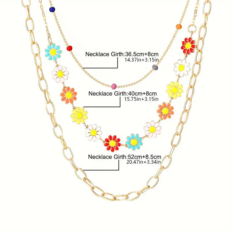 Boho Style Colorful Daisy Pendant Necklace