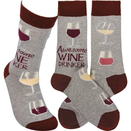 Primitive by Kathy Awesome Wine Drinker Socks