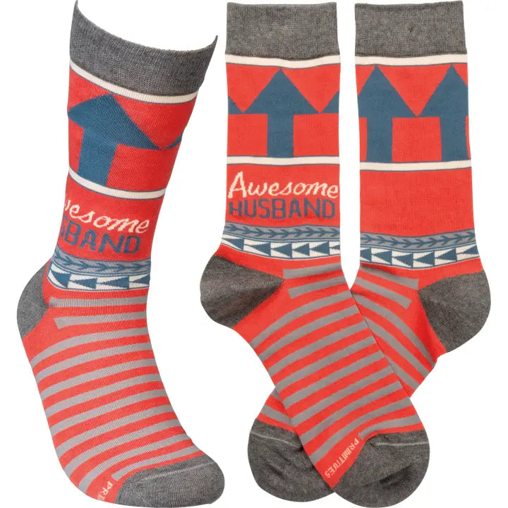 Primitive by Kathy Awesome Husband Socks