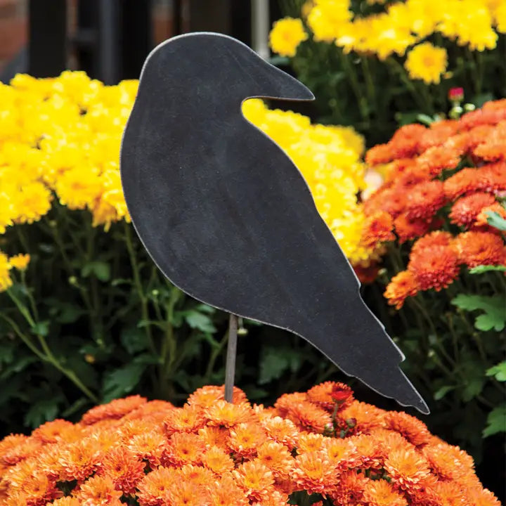 Wooden Crow Planter Stake/Accent, 6.5"H