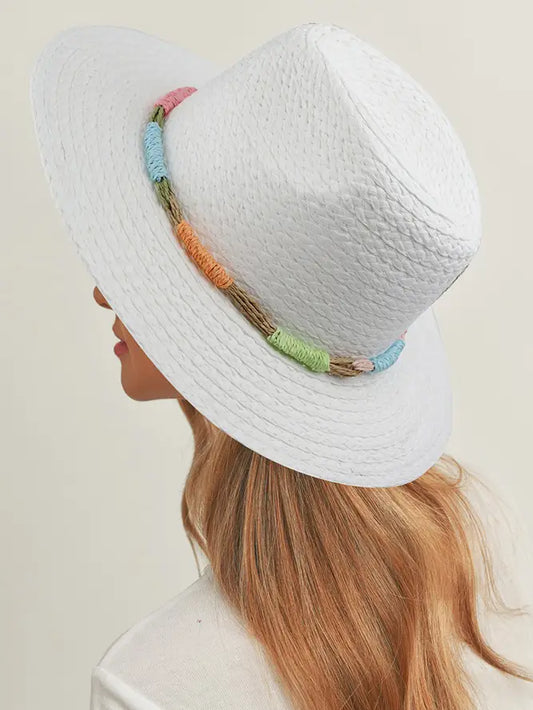 Multi Colors Straw Band Straw Hat - 4 Colors